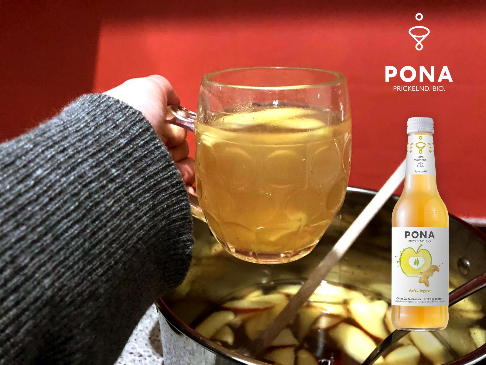 Weißer Glühwein mit PONA Apfel Ingwer